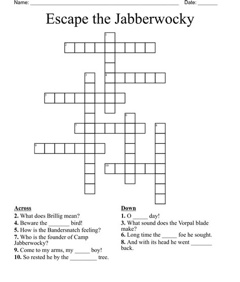 Crossword Clue. . Jabberwocky starter crossword clue